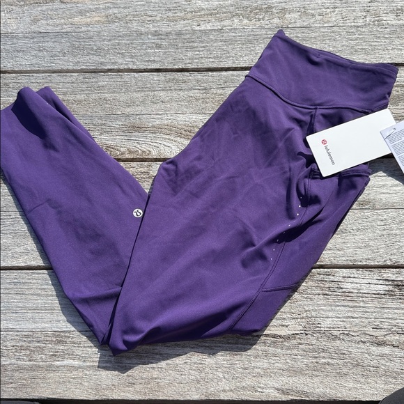 Lululemon Fast and Free High-Rise Tight 28" Pockets dark purple size 14 nwt - Picture 2 of 5